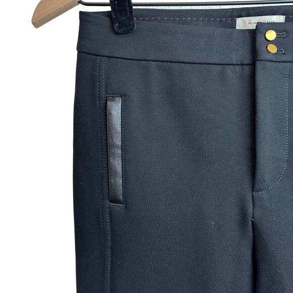 Anthropologie The Essential Slim Tapered Pant with Leather Trim Black O - Picture 6 of 16